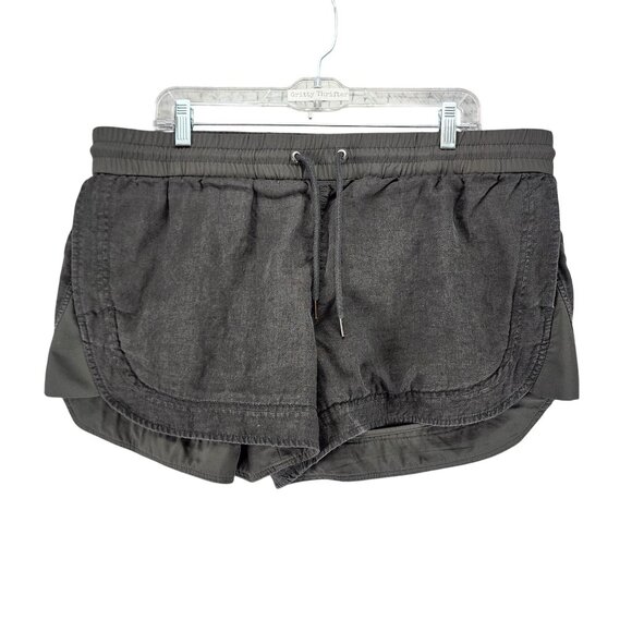 Athleta Shorts Women's 16 Gray Linen High Rise Drawstring Athletic Running - Picture 1 of 11